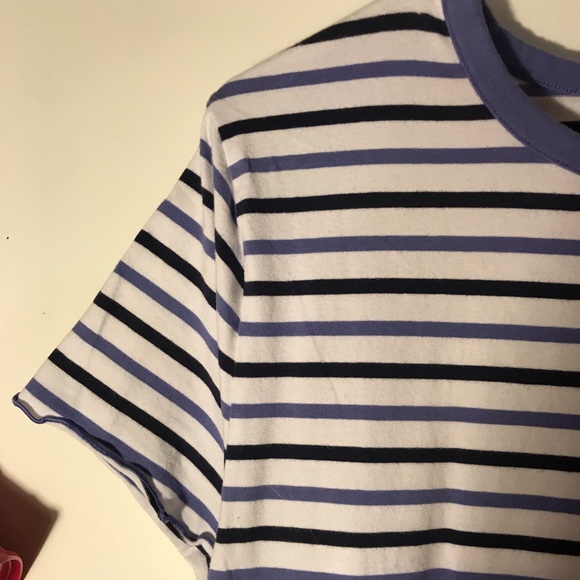 Blue and white striped crewneck t-shirt - Picture 2 of 3
